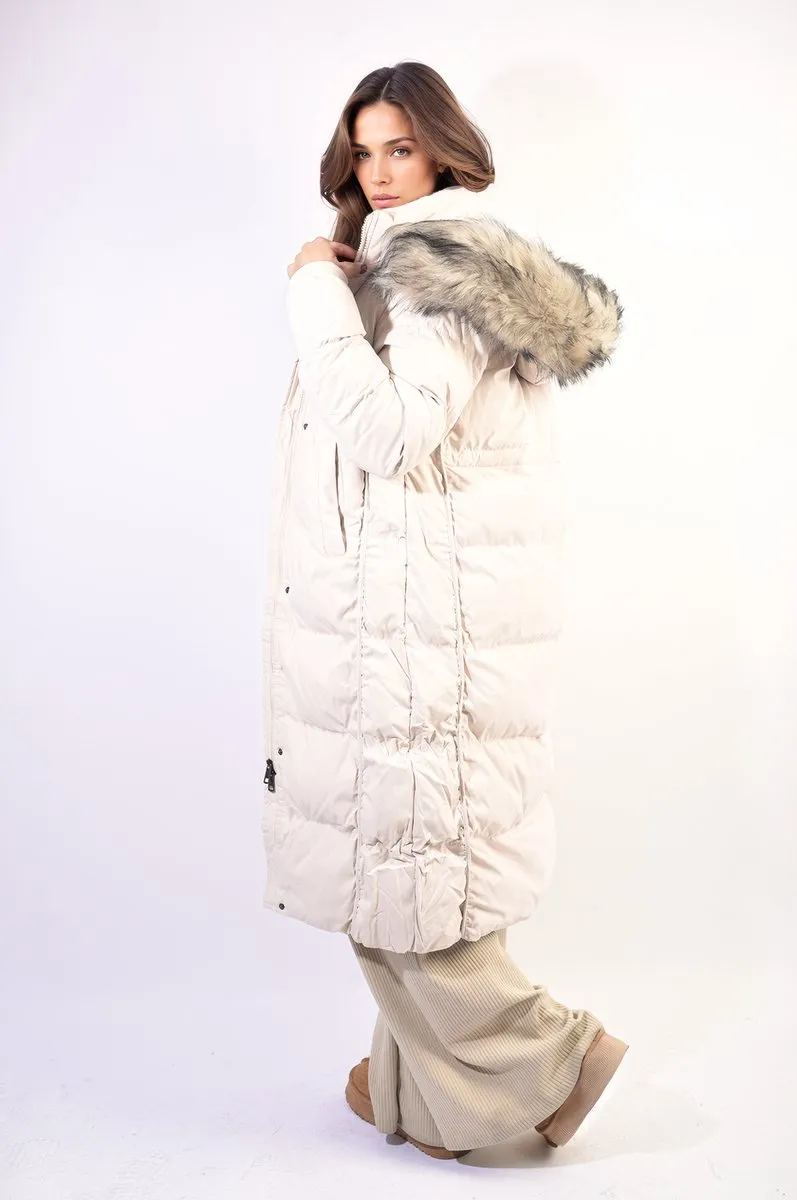 Maisie Longline Faux Fur Hooded Puffer Jacket