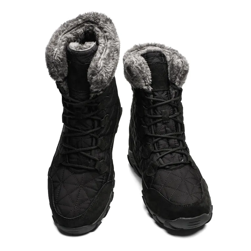 Men Warm Fur Plush Suede Leather & Waterproof Ankle Snow Boots