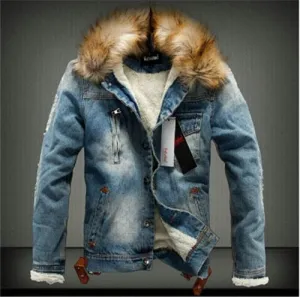 Men's Denim Thick Warm Jacket