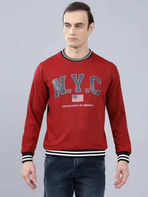 Men's Red Printed Full Sleeves T-shirt For Winter