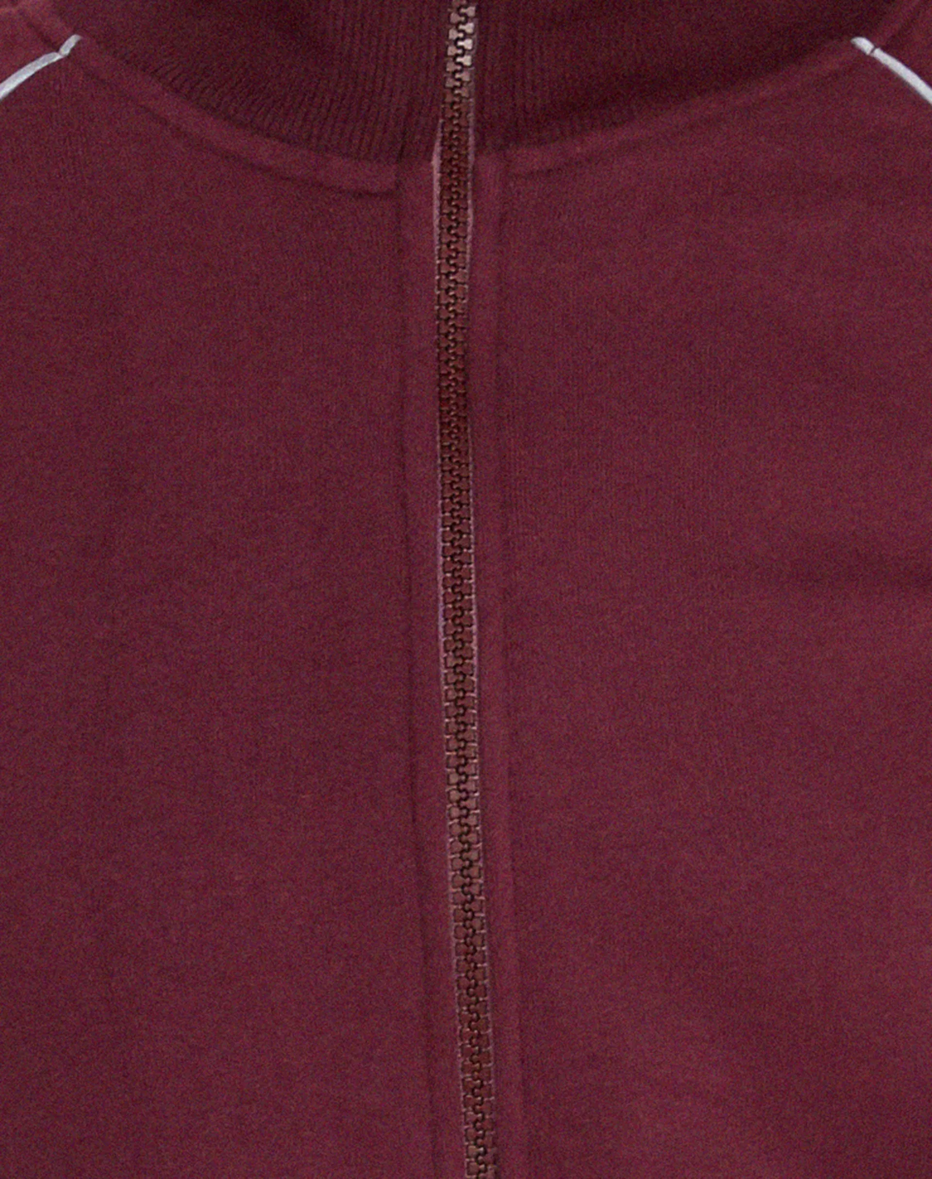 Patrice Zip Up High Neck Sweater in Oxblood with Grey Piping