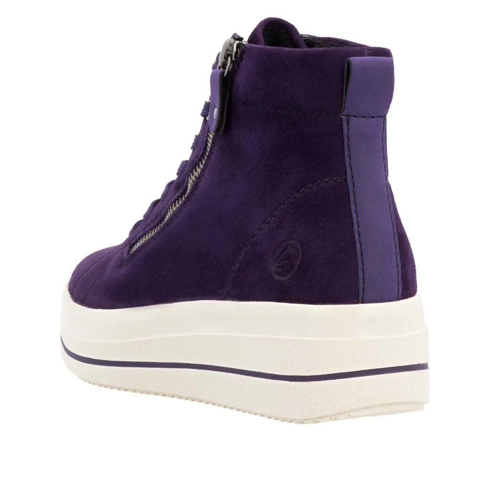 Remonte Ladies Suede Aubergine Lace Up Ankle Boots D1C70-30 sale