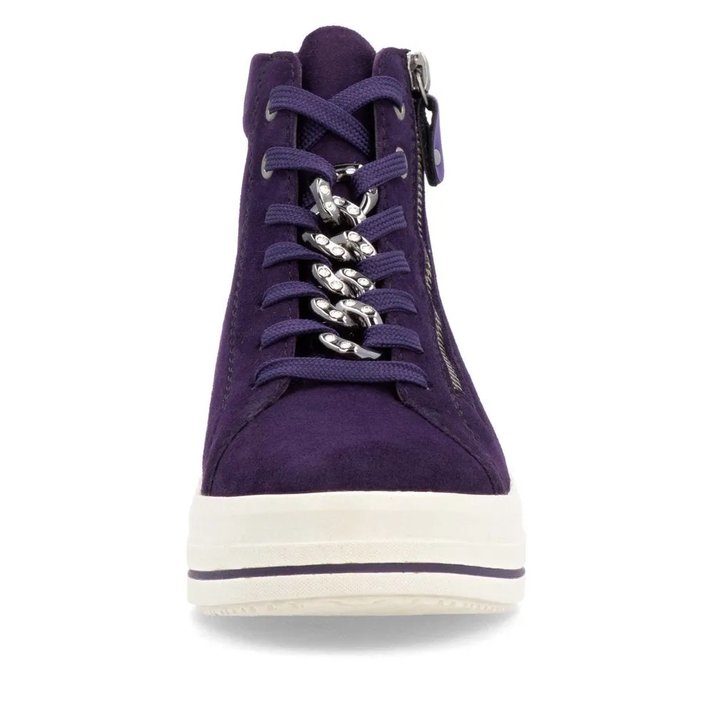 Remonte Ladies Suede Aubergine Lace Up Ankle Boots D1C70-30 sale