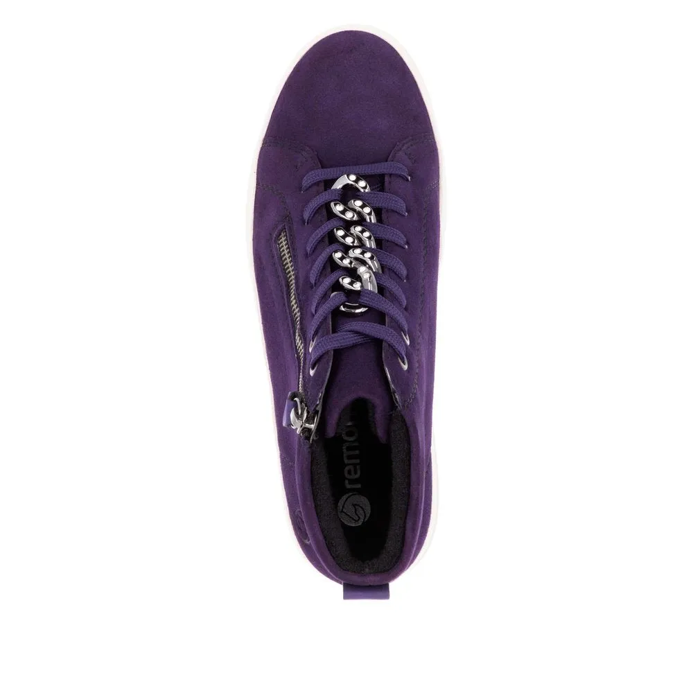 Remonte Ladies Suede Aubergine Lace Up Ankle Boots D1C70-30 sale