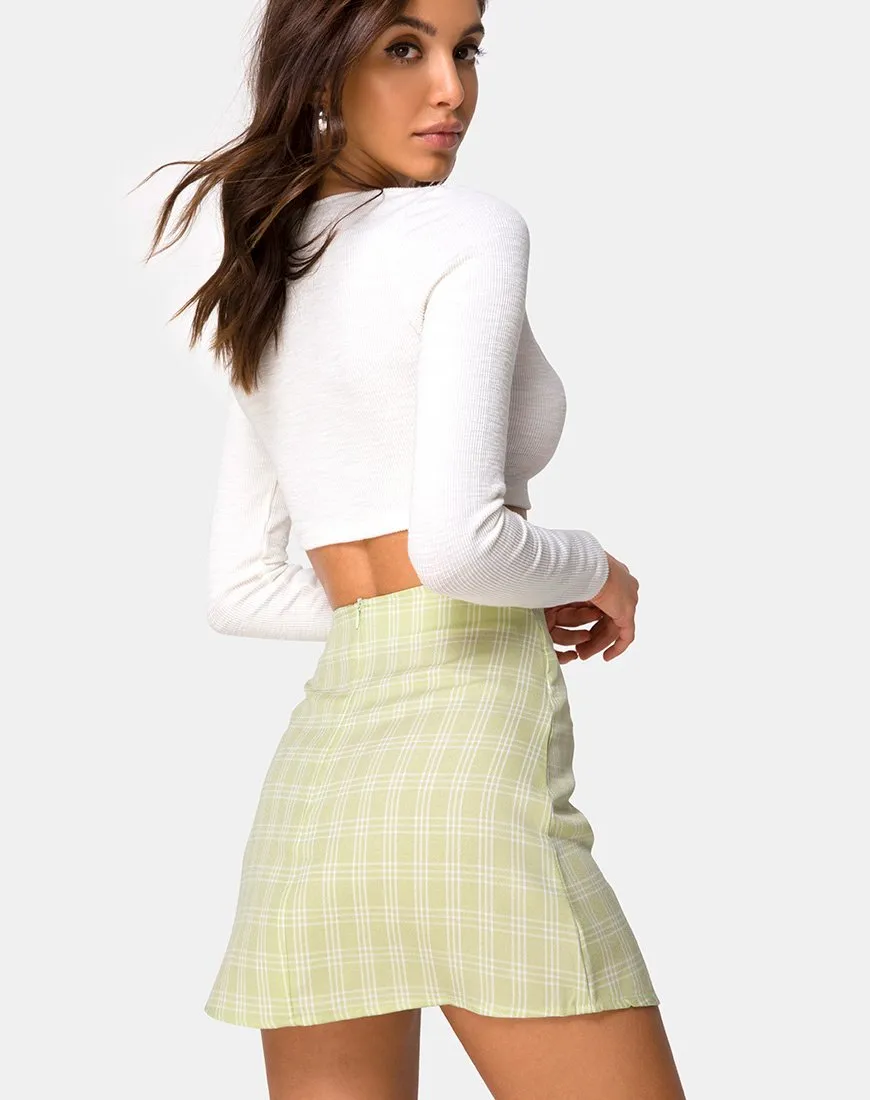 Sheny Mini Skirt in Sage Check