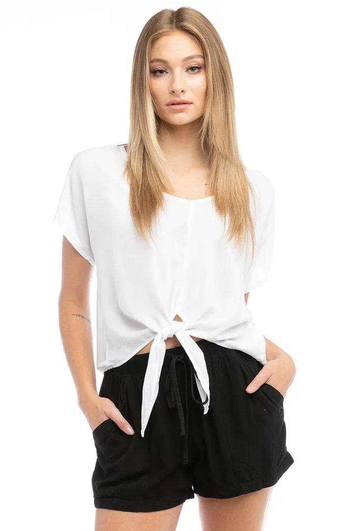 Short Sleeve Tie Front Top