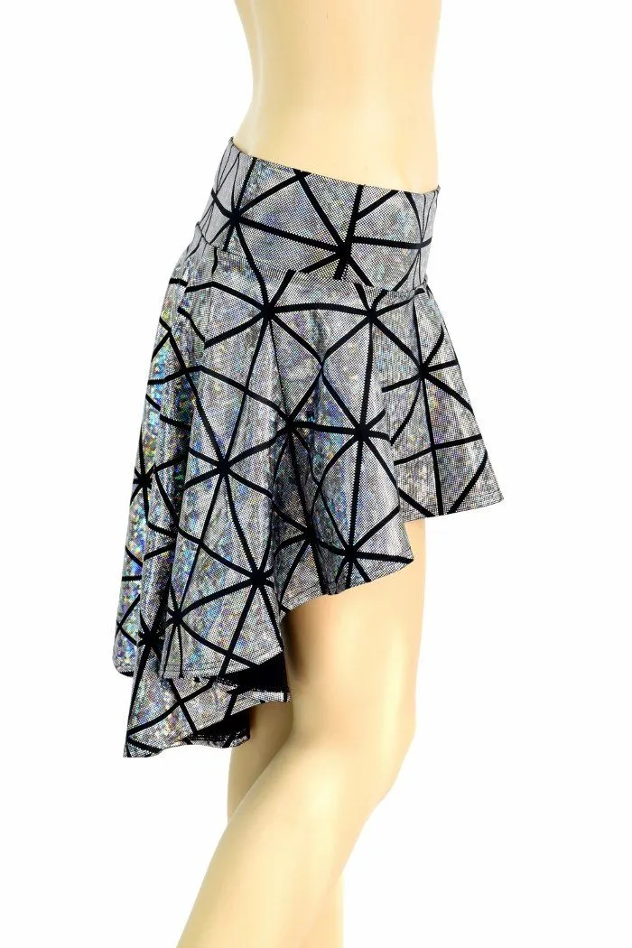 Silver Cracked Tile Hi Lo Rave Skirt