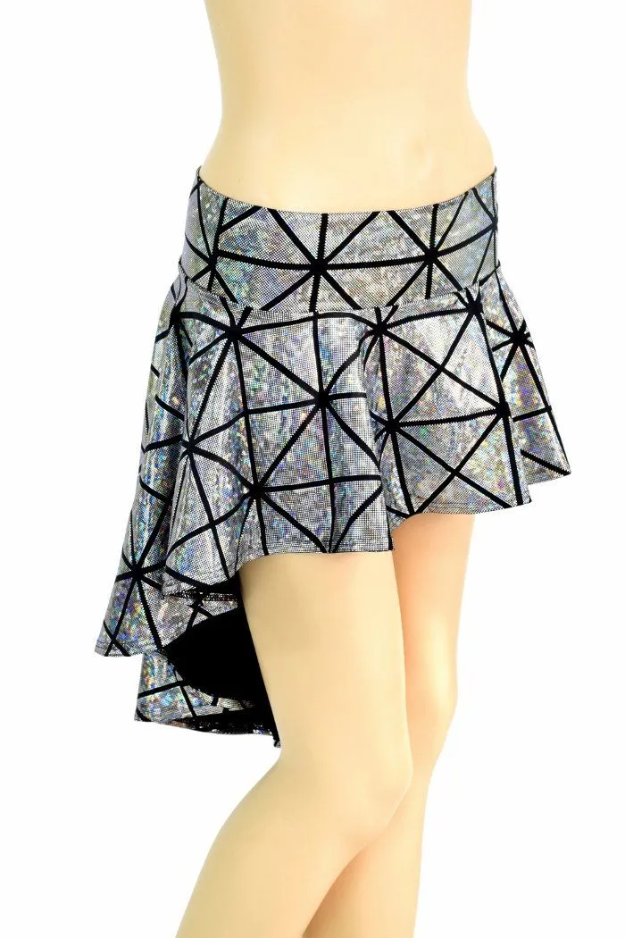 Silver Cracked Tile Hi Lo Rave Skirt