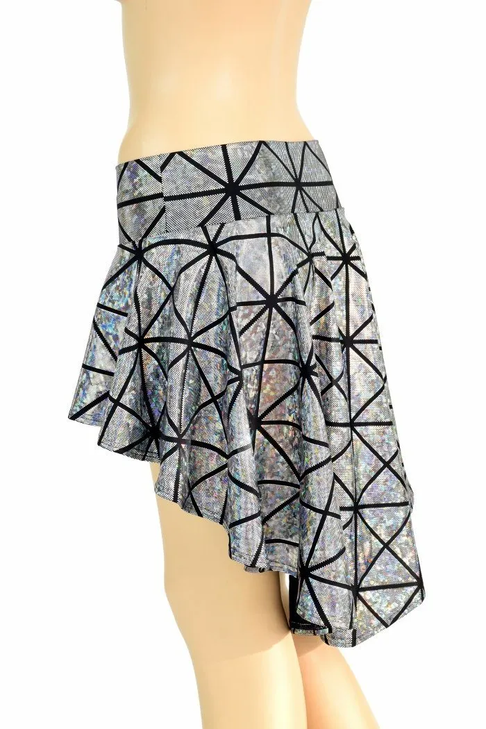 Silver Cracked Tile Hi Lo Rave Skirt