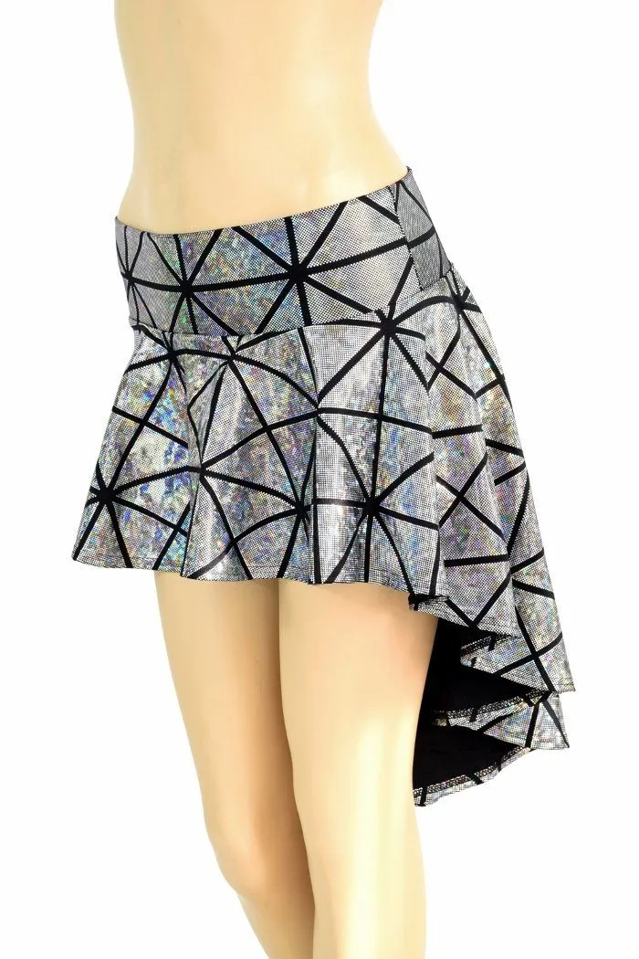 Silver Cracked Tile Hi Lo Rave Skirt