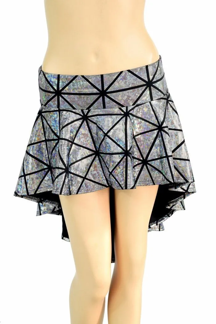 Silver Cracked Tile Hi Lo Rave Skirt