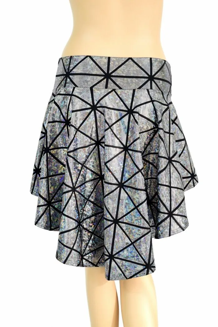 Silver Cracked Tile Hi Lo Rave Skirt