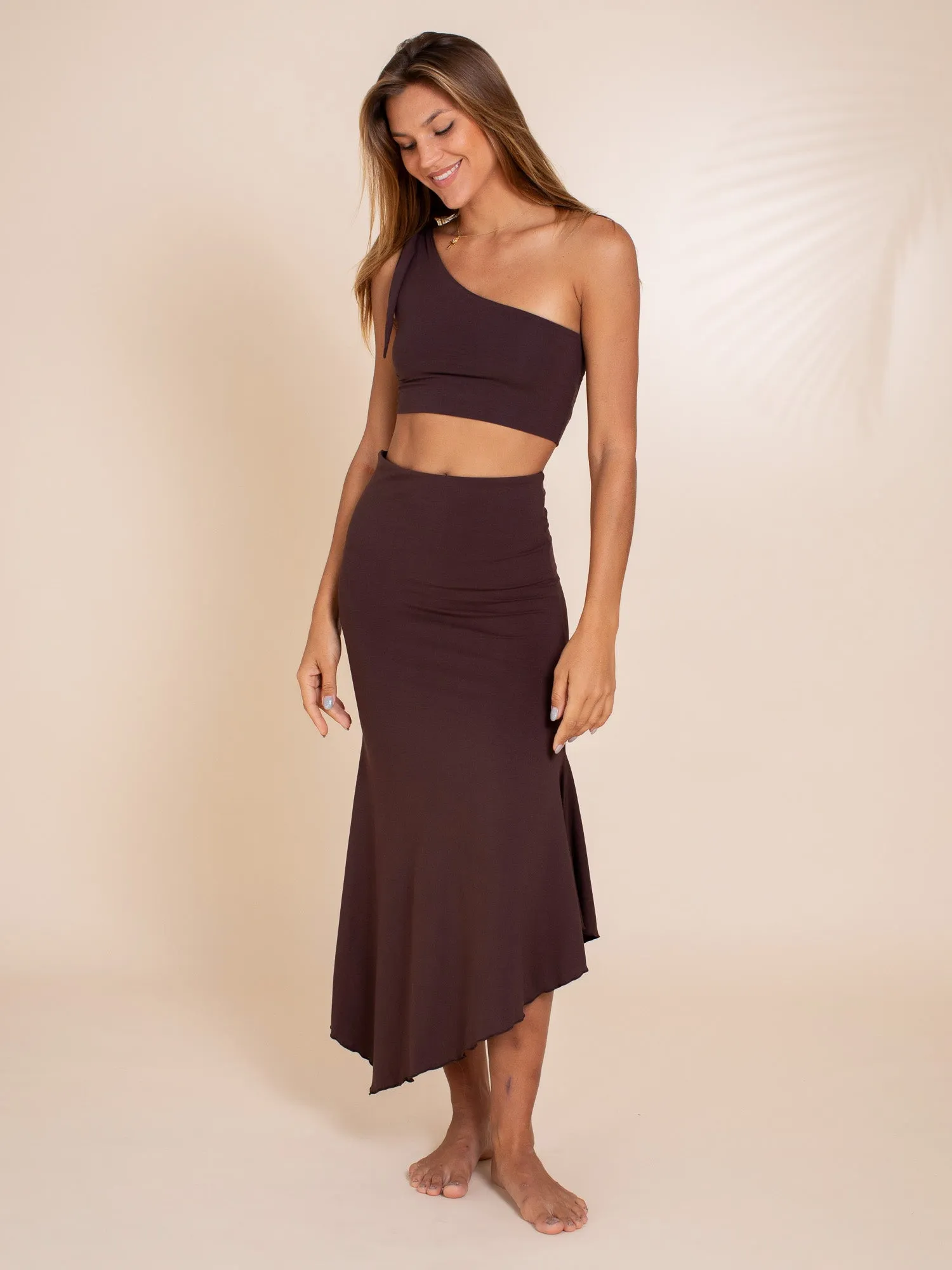 Sophia Reversible Midi Skirt - Cacao