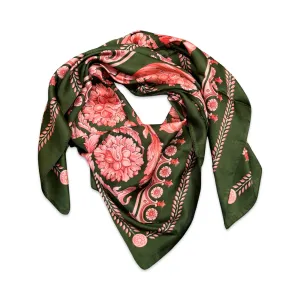 Spring Green Pink Flower Scarf