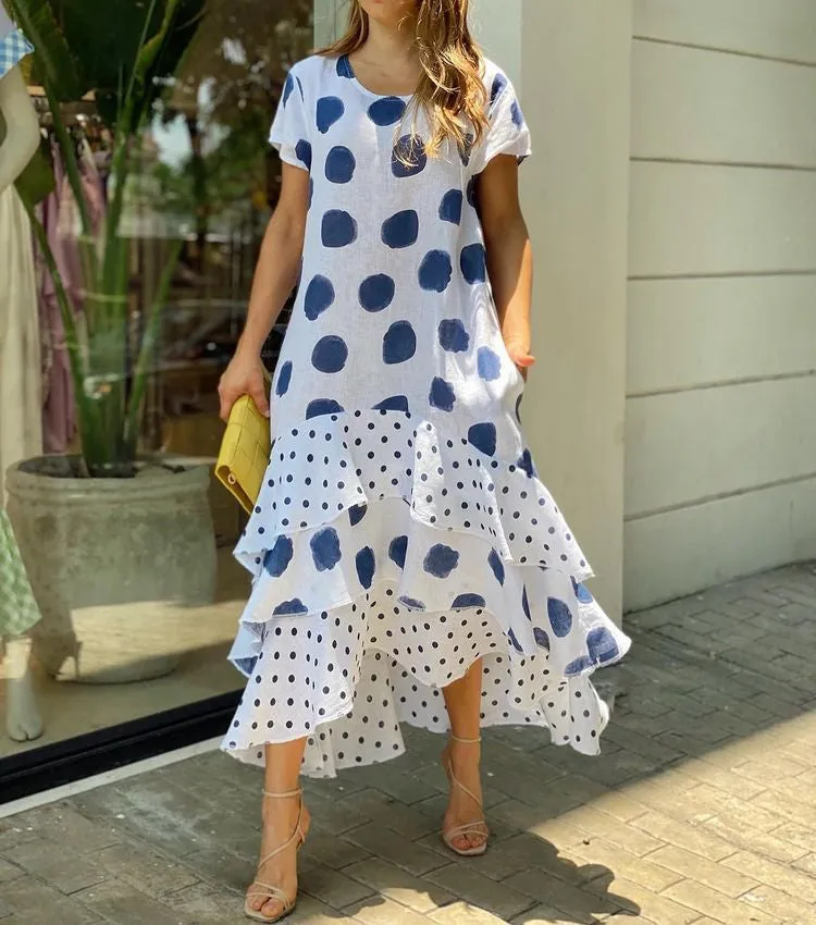 Summer polka dot swing dress