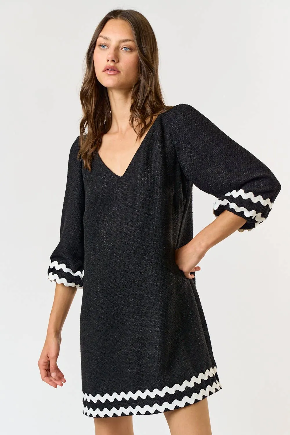 Tres Chic Boucle V-Neck Dress