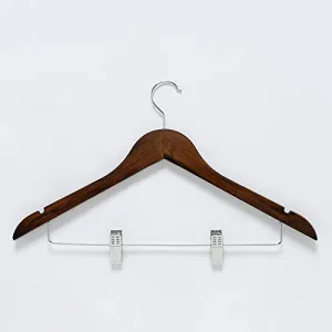 U-emember Wooden Hangers Wooden Hangers Clothing Wooden Coat Hanger-Double Anti-Slip Belt Clip Clips Trouser Press, 5, Brown