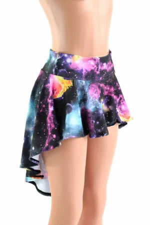 UV Glow Galaxy Hi Lo Rave Mini Skirt