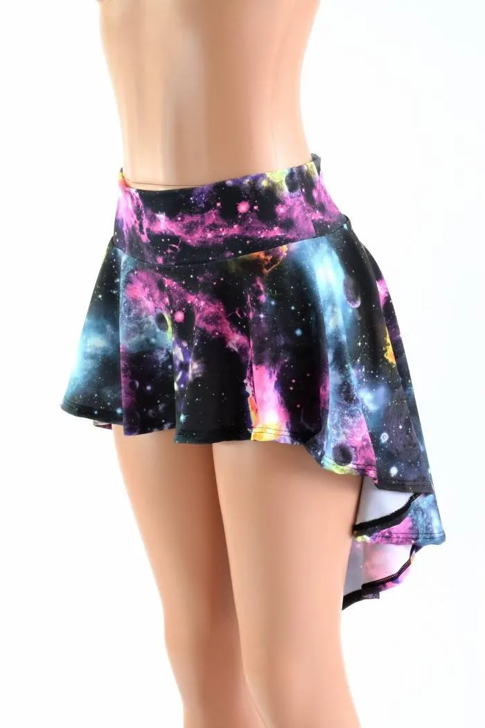 UV Glow Galaxy Hi Lo Rave Mini Skirt