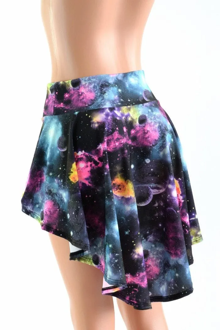 UV Glow Galaxy Hi Lo Rave Mini Skirt