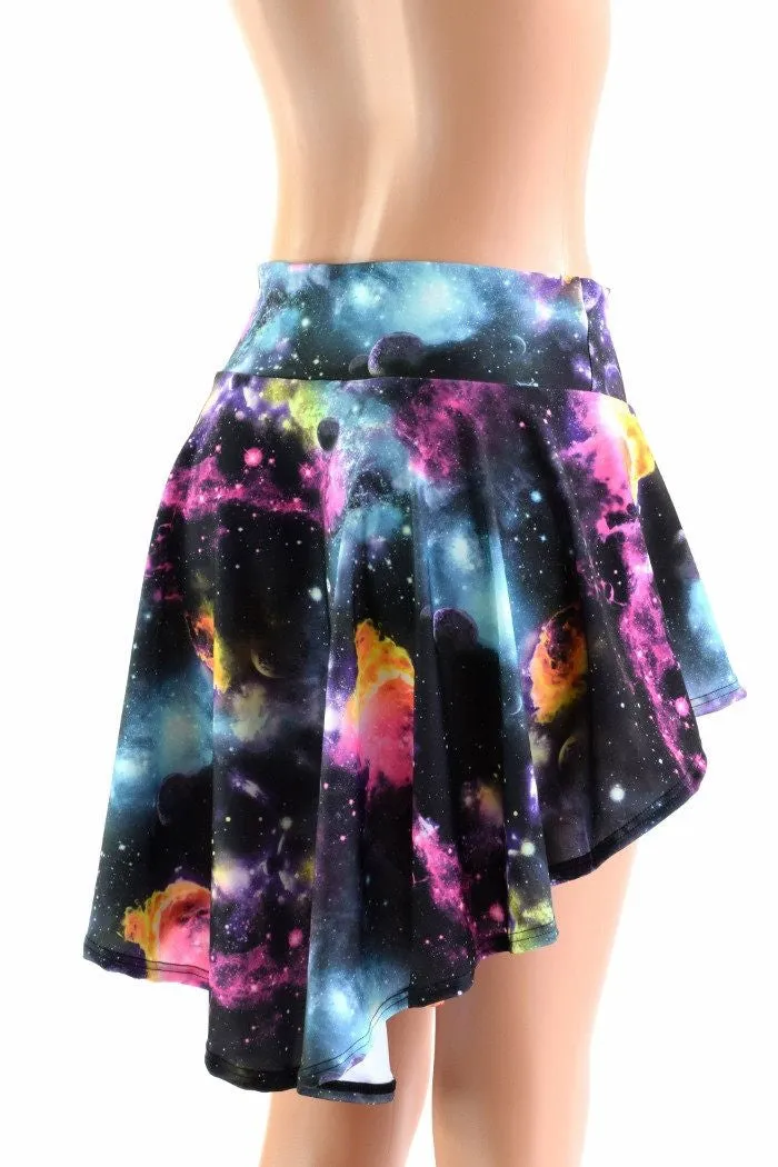 UV Glow Galaxy Hi Lo Rave Mini Skirt