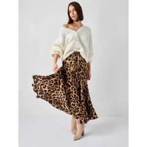 VALENTINE LEOPARD SATIN SKIRT