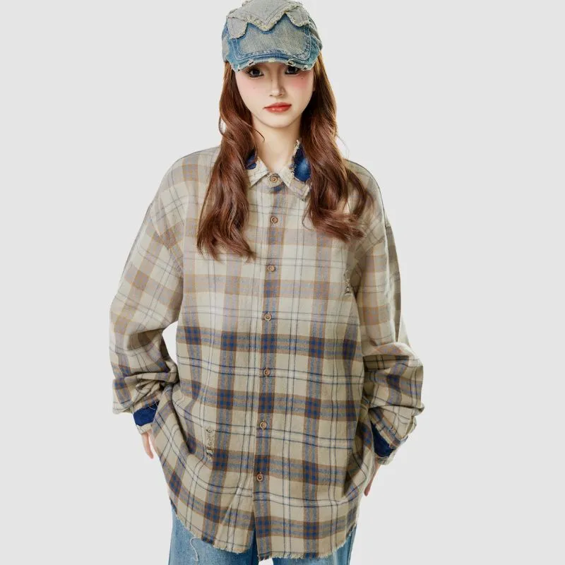 Vintage Gradient Plaid Shirts