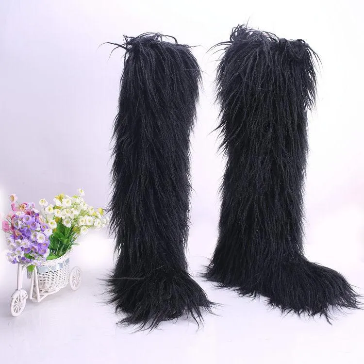 Women knee high faux fur keep warm winter snow boots