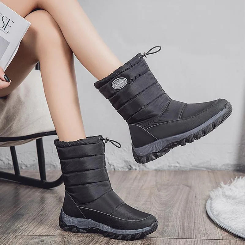 Women Waterproof Thick Lining Faux Fur Keep Warm Winter Platform Snow Boots