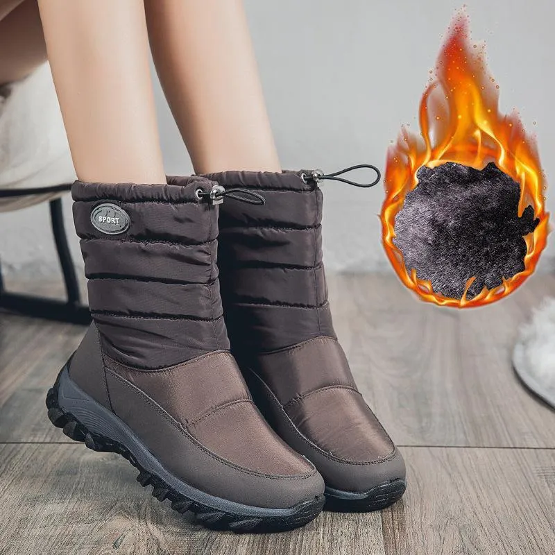 Women Waterproof Thick Lining Faux Fur Keep Warm Winter Platform Snow Boots