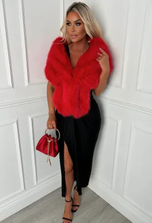 Wrapped & Ready Red Faux Fur Wrap