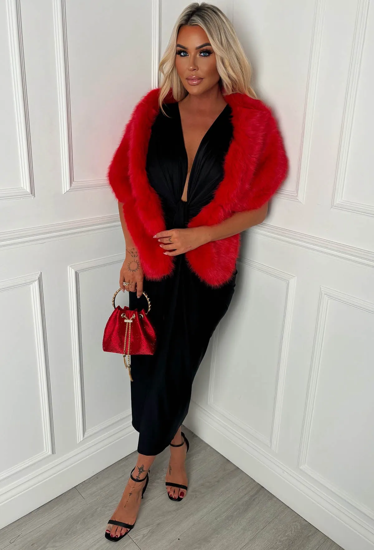 Wrapped & Ready Red Faux Fur Wrap